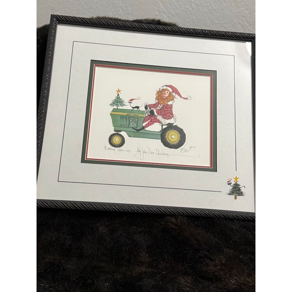 P. Buckley Moss My John Deere Christmas signed print 488/1000 9x7 framed